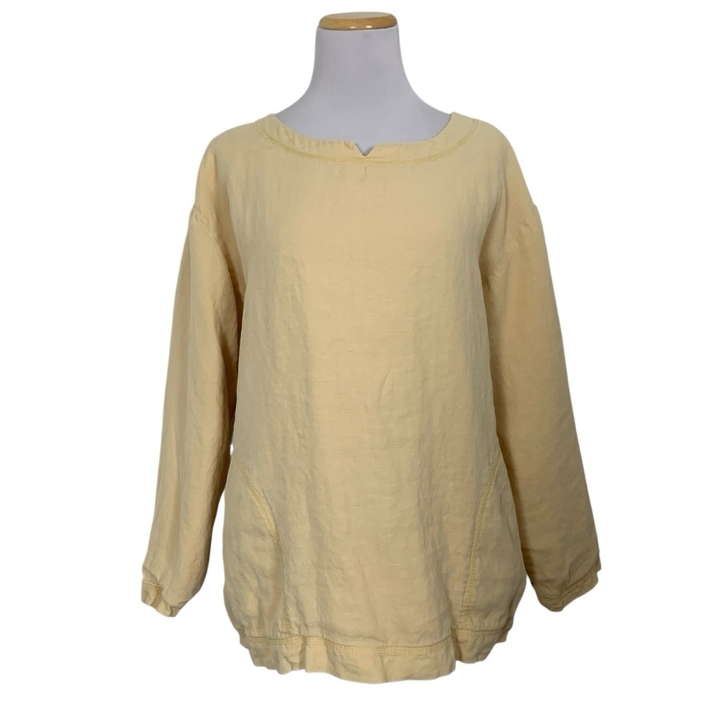 j jill Linen Long Sleeve Oversized Lined Shirt Women’s S Lagenlook Pockets Hanfu - Picture 1 of 17